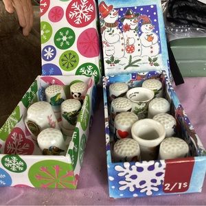 Porclein thimble collection . Birds, and flowers